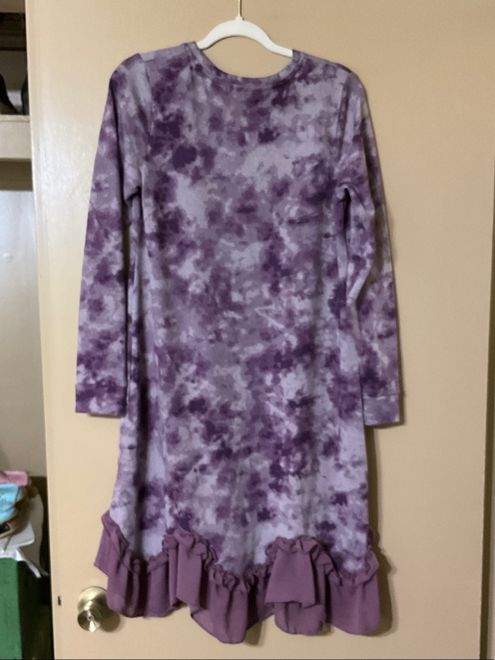 LOGO by Lori Goldstein Purple Tie-Dye Ruffle-Hem Dress - Picture 2 of 10